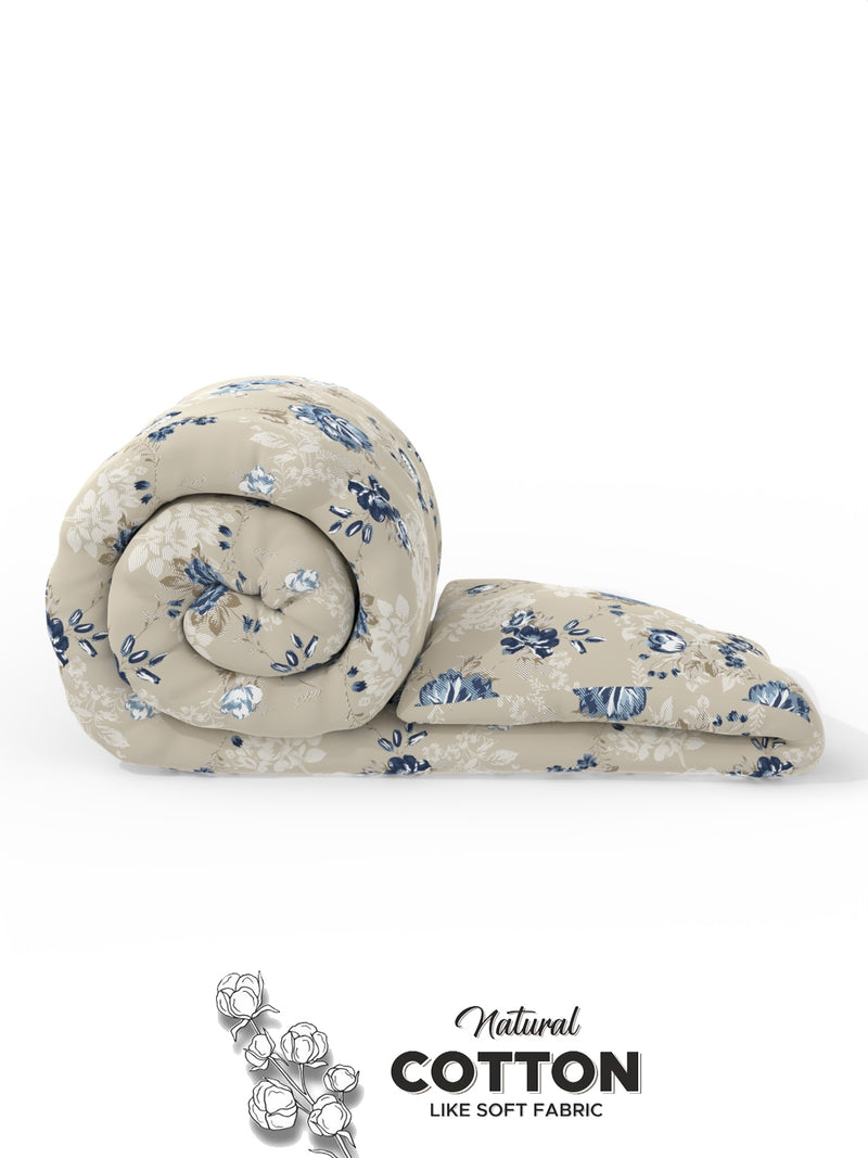 Super Soft Microfiber Double Comforter For All Weather <small> (floral-sand/blue)</small>