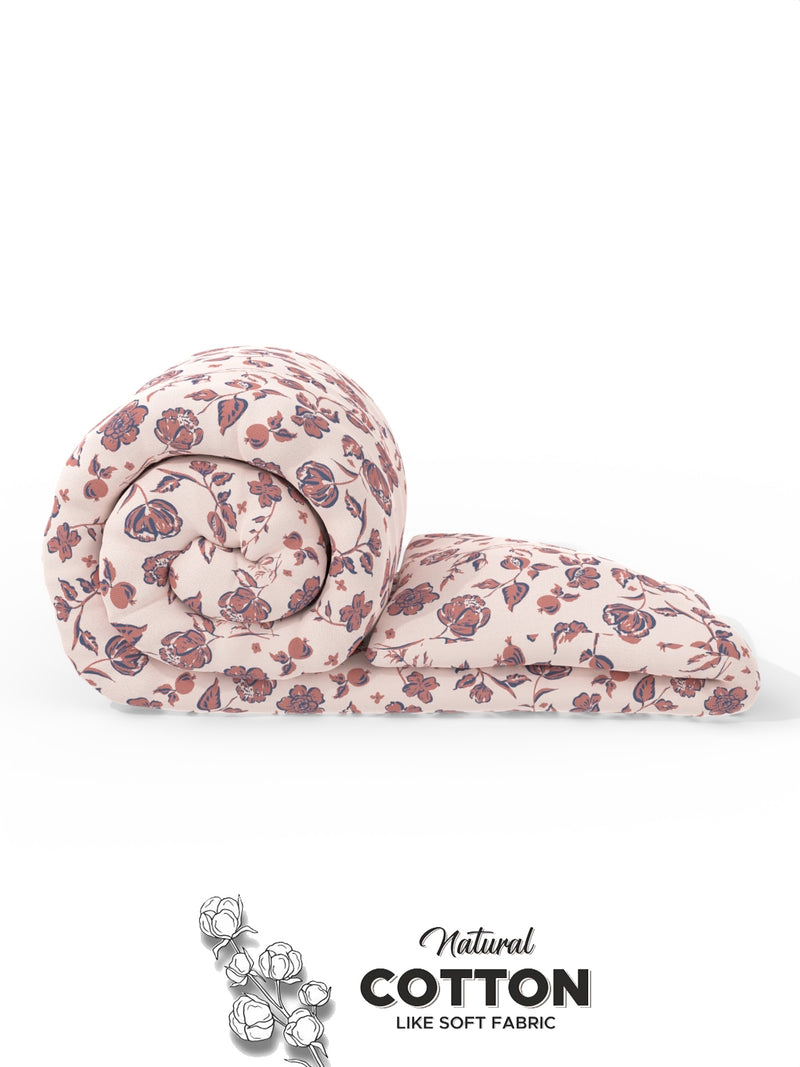 Super Soft Microfiber Double Comforter For All Weather <small> (floral-brick/blue)</small>