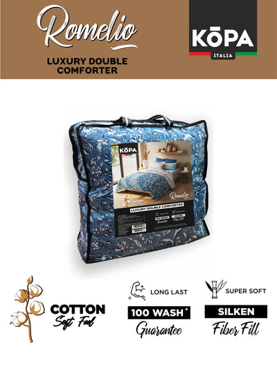 Super Soft Microfiber Double Comforter For All Weather <small> (floral-brick/blue)</small>