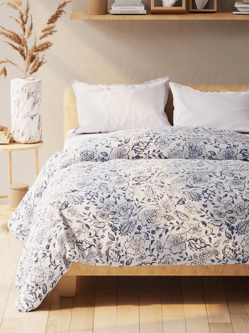 Super Soft Microfiber Double Comforter For All Weather <small> (floral-grey/navy)</small>