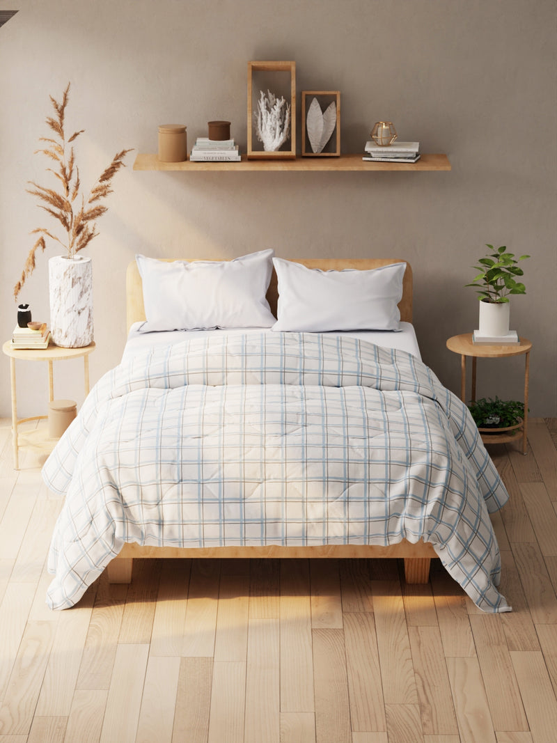 Super Soft Microfiber Double Comforter For All Weather <small> (floral-grey/blue)</small>