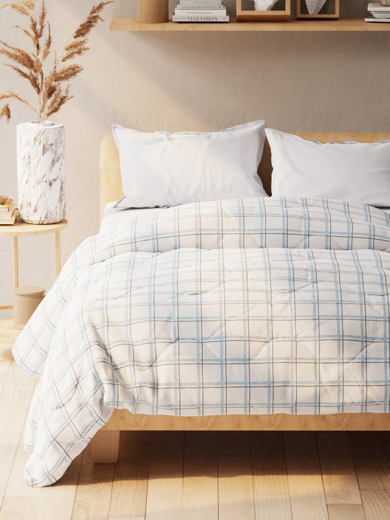Super Soft Microfiber Double Comforter For All Weather <small> (floral-grey/blue)</small>