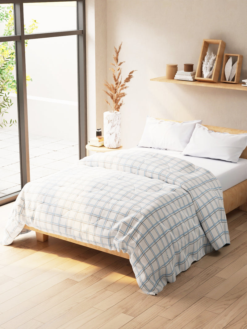 Super Soft Microfiber Double Comforter For All Weather <small> (floral-grey/blue)</small>