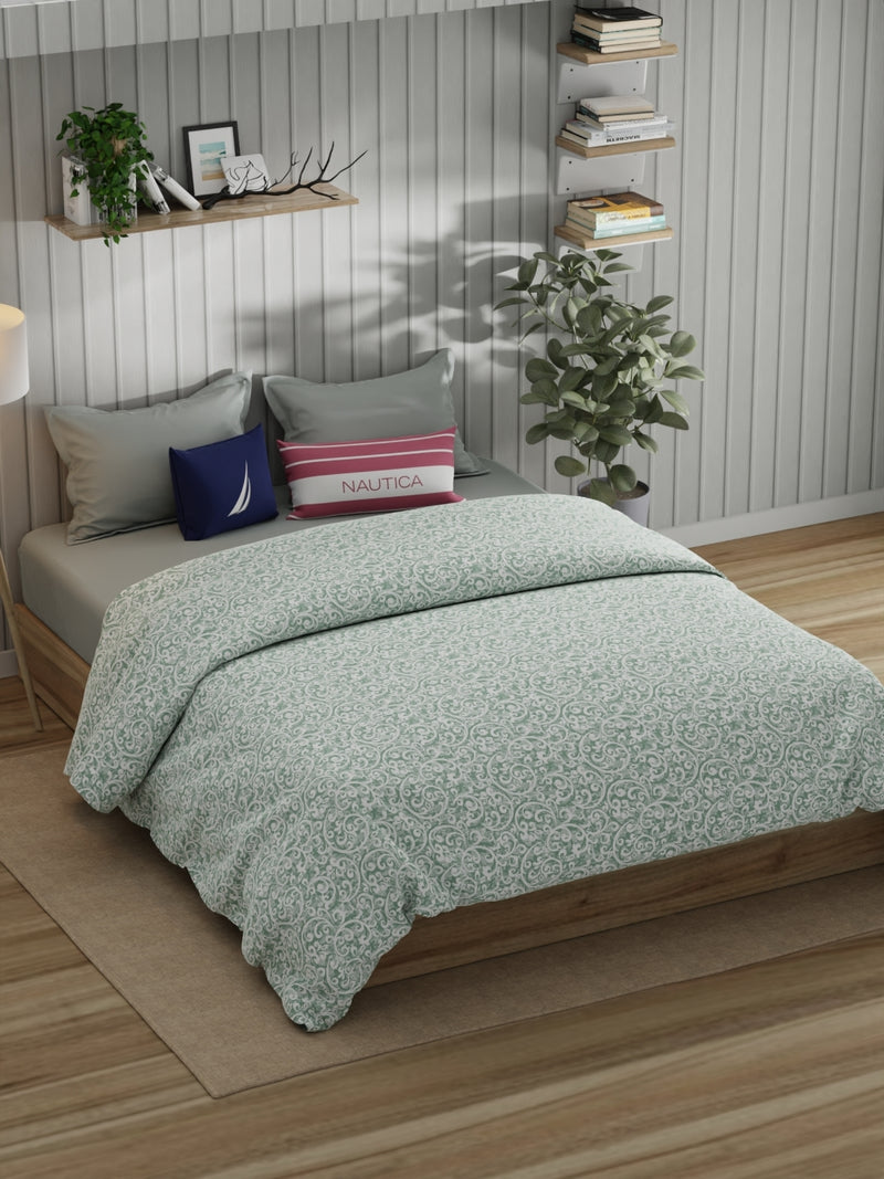 Super Fine 100% Egyptian Satin Cotton Comforter For All Weather <small> (ornamental-teal)</small>