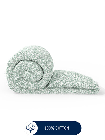 Super Fine 100% Egyptian Satin Cotton Comforter For All Weather <small> (ornamental-teal)</small>