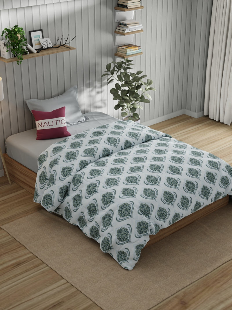 Super Fine 100% Egyptian Satin Cotton Comforter For All Weather <small> (ornamental-blue)</small>