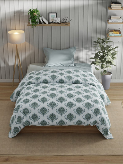 Super Fine 100% Egyptian Satin Cotton Comforter For All Weather <small> (ornamental-blue)</small>