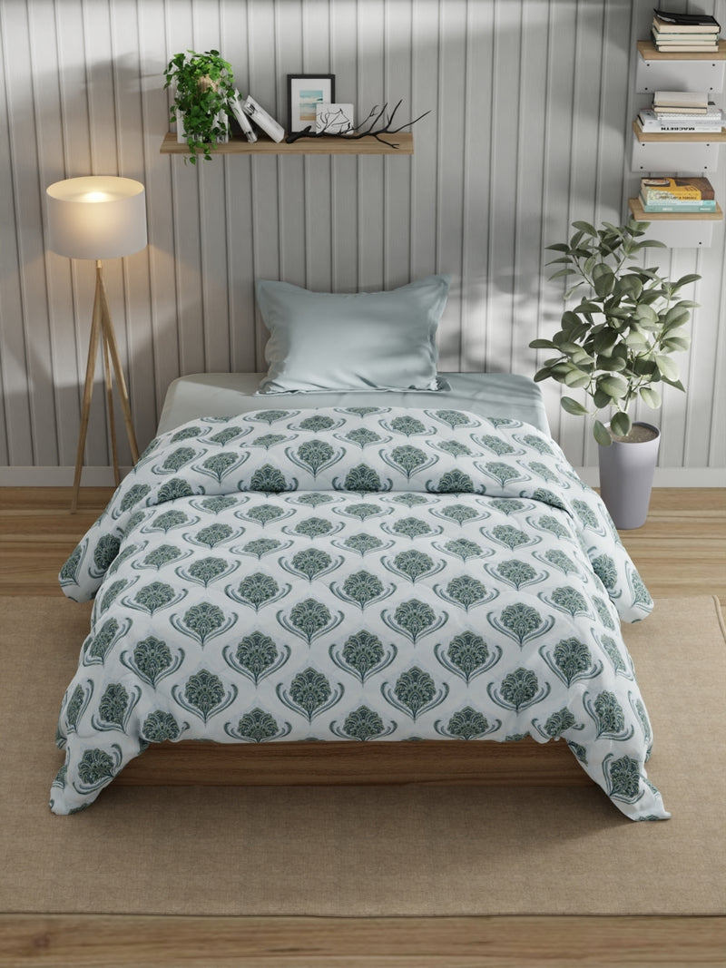 Super Fine 100% Egyptian Satin Cotton Comforter For All Weather <small> (ornamental-blue)</small>
