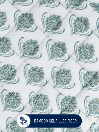 Super Fine 100% Egyptian Satin Cotton Comforter For All Weather <small> (ornamental-blue)</small>