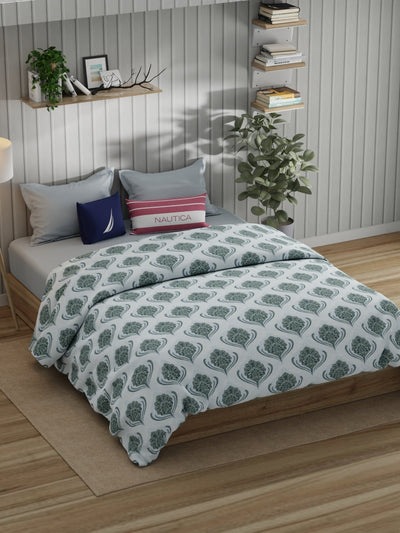 Super Fine 100% Egyptian Satin Cotton Comforter For All Weather <small> (ornamental-blue)</small>