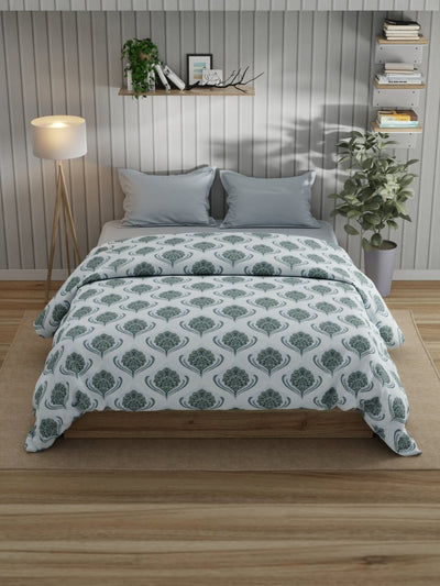 Super Fine 100% Egyptian Satin Cotton Comforter For All Weather <small> (ornamental-blue)</small>