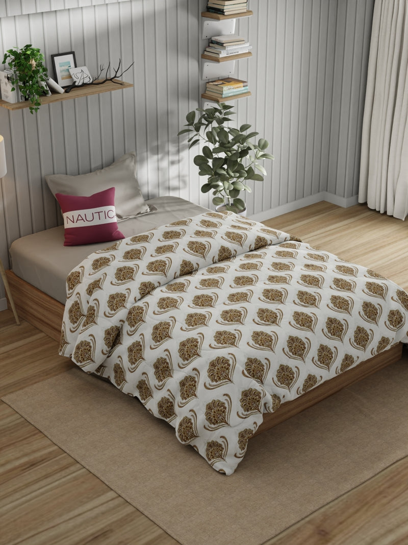 Super Fine 100% Egyptian Satin Cotton Comforter For All Weather <small> (ornamental-beige)</small>