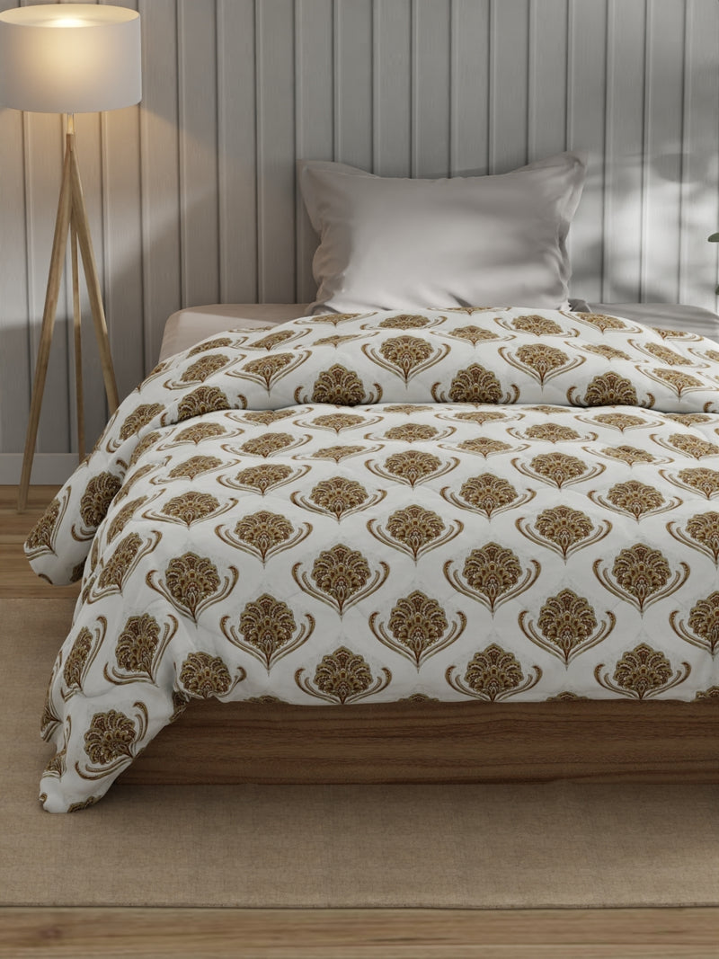 Super Fine 100% Egyptian Satin Cotton Comforter For All Weather <small> (ornamental-beige)</small>