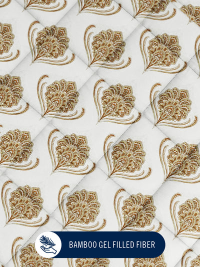 Super Fine 100% Egyptian Satin Cotton Comforter For All Weather <small> (ornamental-beige)</small>