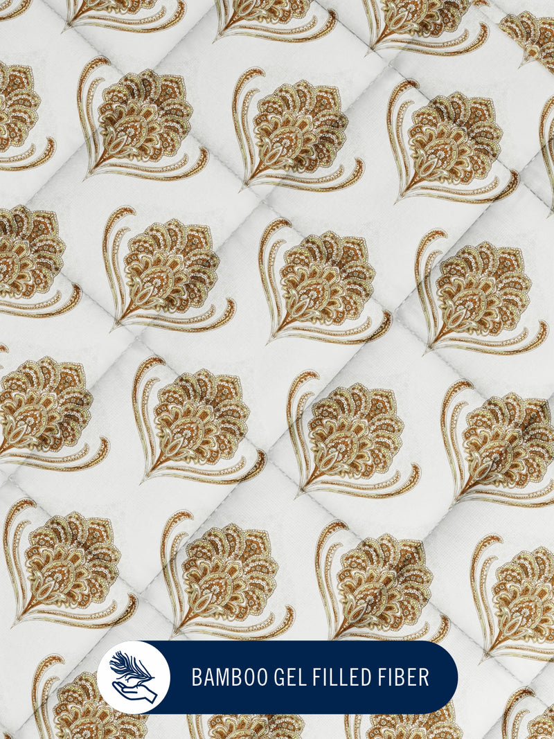 Super Fine 100% Egyptian Satin Cotton Comforter For All Weather <small> (ornamental-beige)</small>