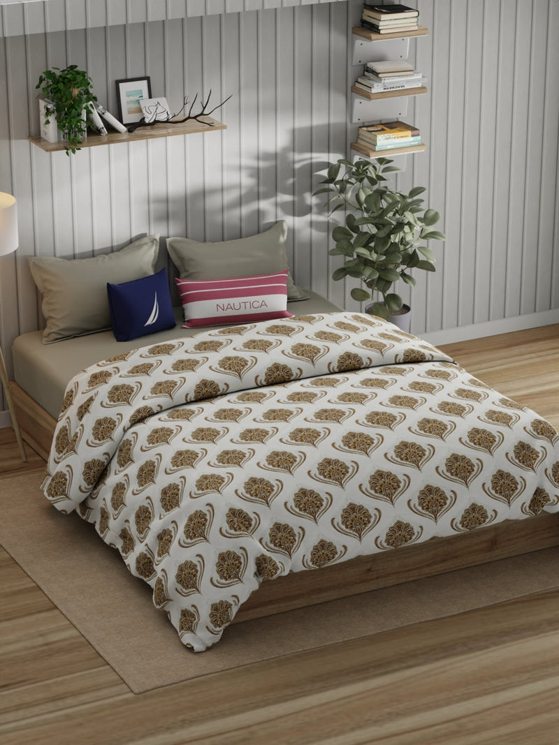 Super Fine 100% Egyptian Satin Cotton Comforter For All Weather <small> (ornamental-beige)</small>