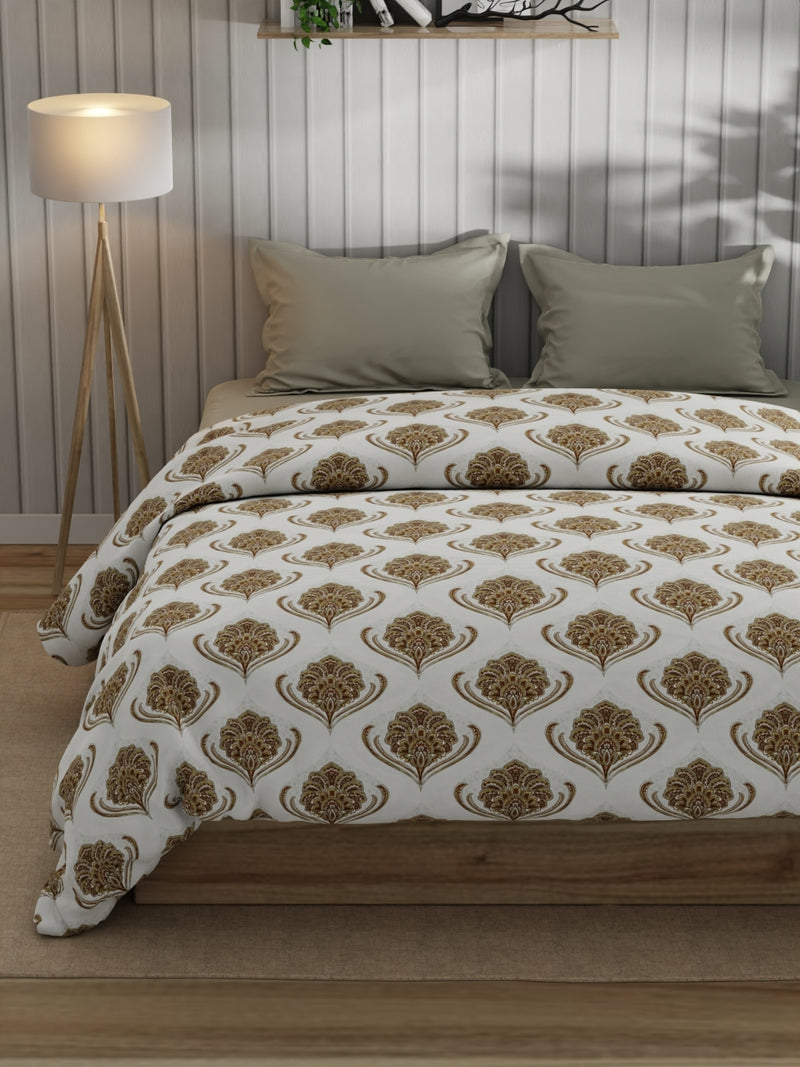 Super Fine 100% Egyptian Satin Cotton Comforter For All Weather <small> (ornamental-beige)</small>