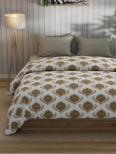 Super Fine 100% Egyptian Satin Cotton Comforter For All Weather <small> (ornamental-beige)</small>
