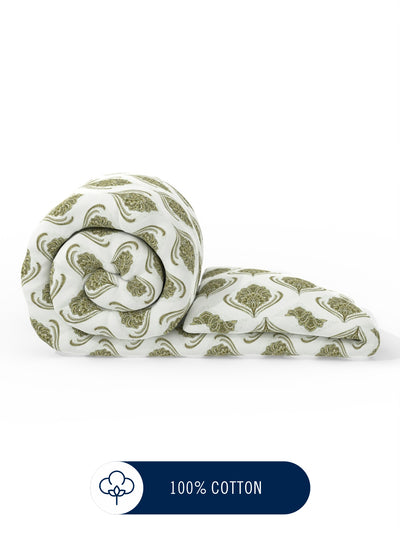 Super Fine 100% Egyptian Satin Cotton Comforter For All Weather <small> (ornamental-sage)</small>