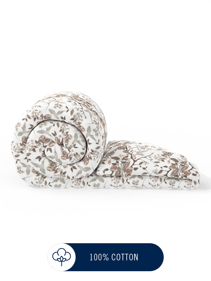 Super Fine 100% Egyptian Satin Cotton Comforter For All Weather <small> (floral-multi)</small>