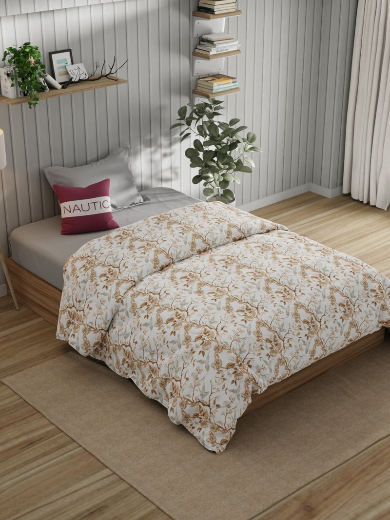 Super Fine 100% Egyptian Satin Cotton Comforter For All Weather <small> (floral-sand)</small>
