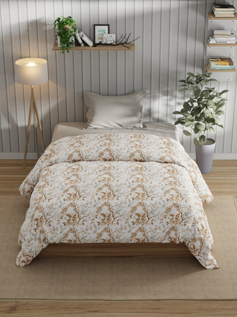 Super Fine 100% Egyptian Satin Cotton Comforter For All Weather <small> (floral-sand)</small>