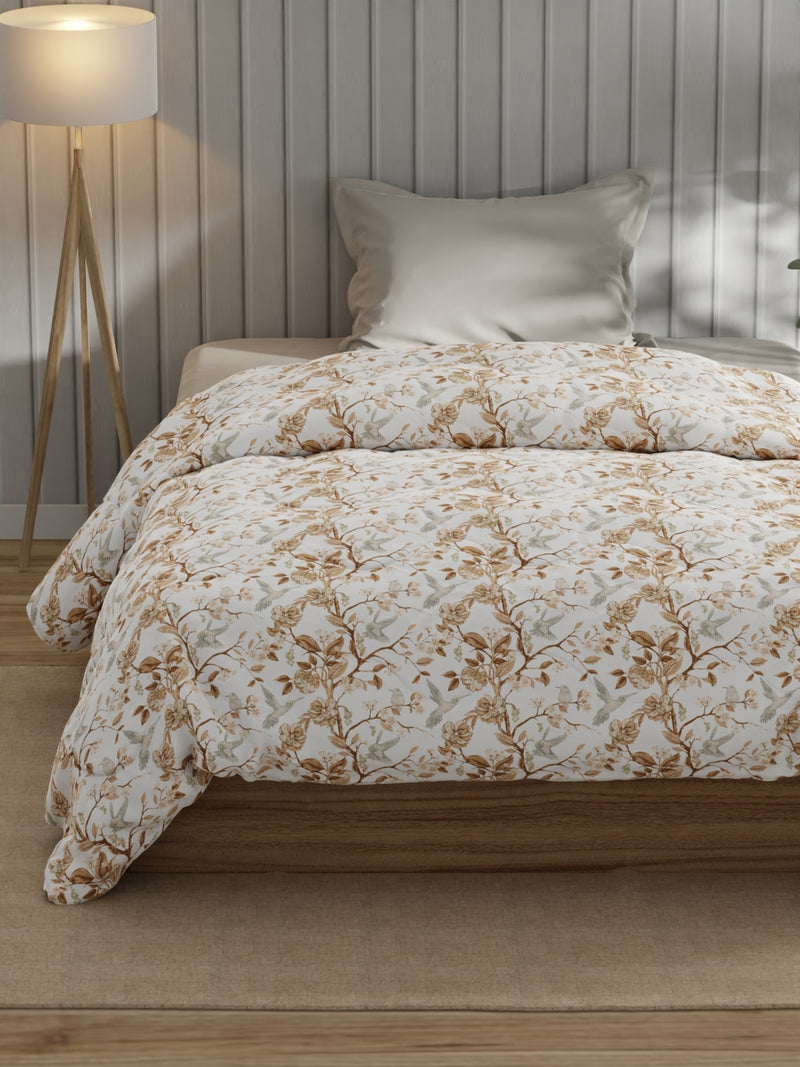 Super Fine 100% Egyptian Satin Cotton Comforter For All Weather <small> (floral-sand)</small>