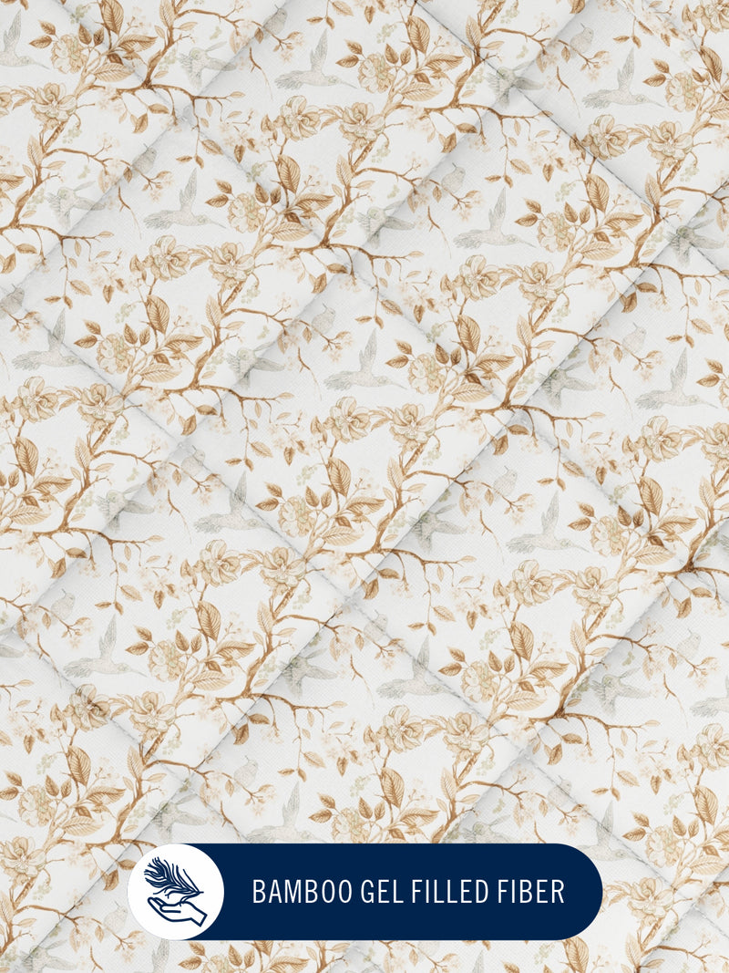 Super Fine 100% Egyptian Satin Cotton Comforter For All Weather <small> (floral-sand)</small>