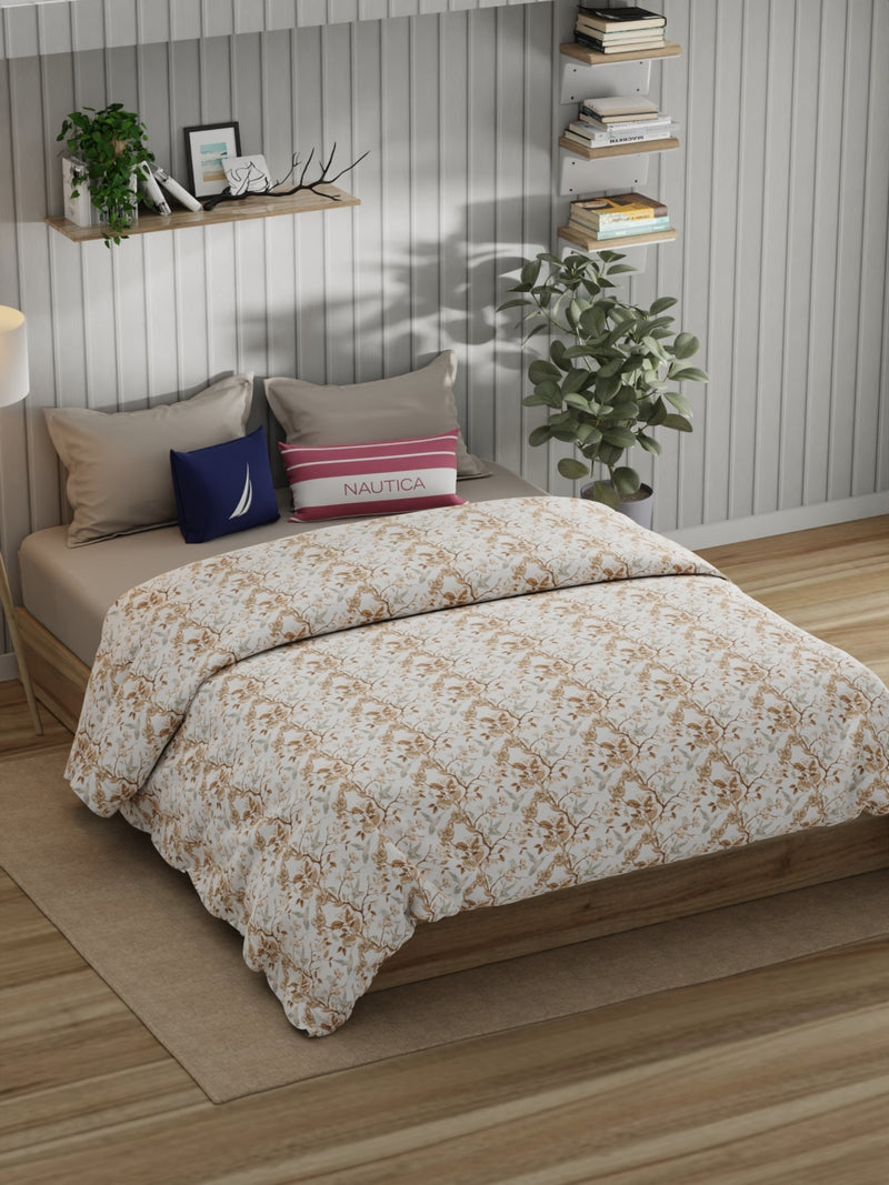Super Fine 100% Egyptian Satin Cotton Comforter For All Weather <small> (floral-sand)</small>