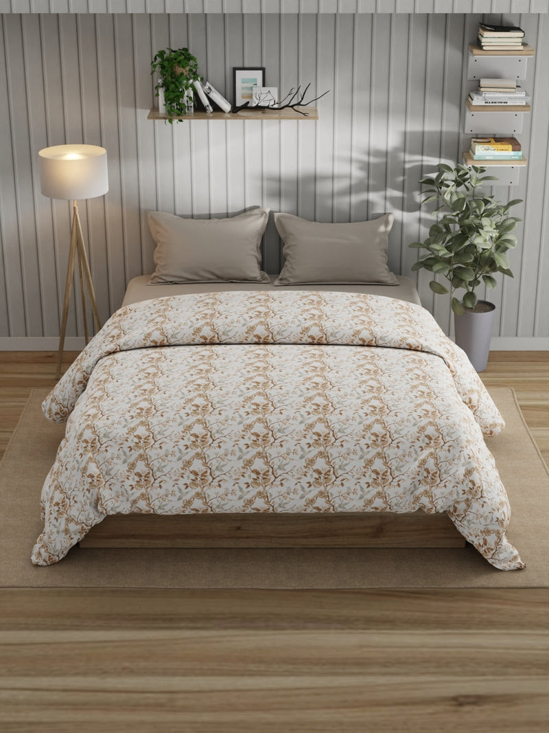 Super Fine 100% Egyptian Satin Cotton Comforter For All Weather <small> (floral-sand)</small>