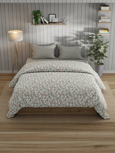 Super Fine 100% Egyptian Satin Cotton Comforter For All Weather <small> (floral-green/multi)</small>
