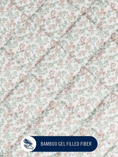 Super Fine 100% Egyptian Satin Cotton Comforter For All Weather <small> (floral-green/multi)</small>