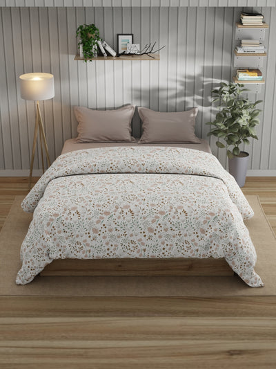 Super Fine 100% Egyptian Satin Cotton Comforter For All Weather <small> (floral-brown)</small>