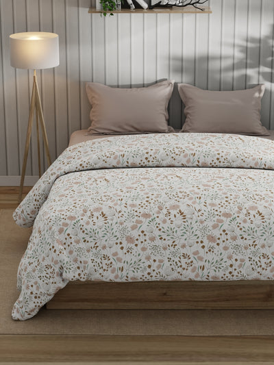 Super Fine 100% Egyptian Satin Cotton Comforter For All Weather <small> (floral-brown)</small>