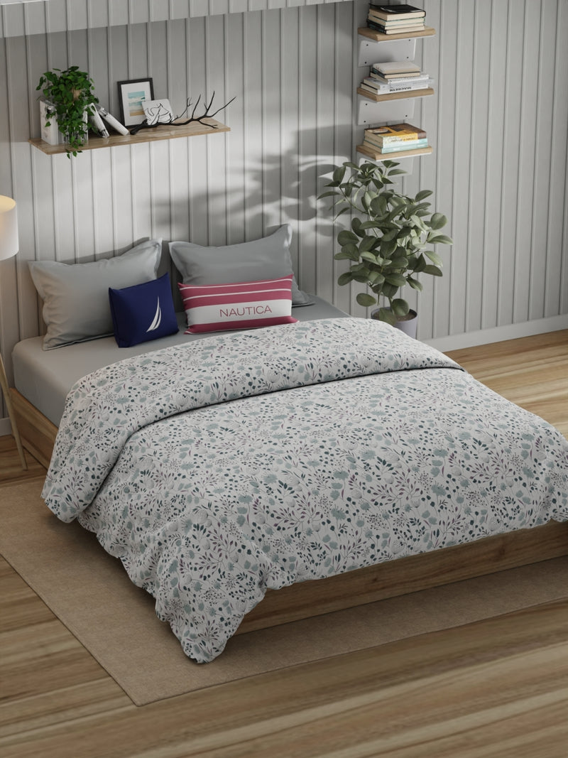 Super Fine 100% Egyptian Satin Cotton Comforter For All Weather <small> (floral-lavender)</small>