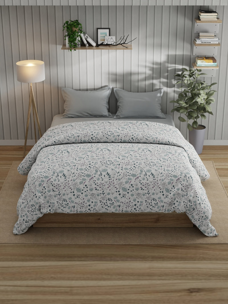 Super Fine 100% Egyptian Satin Cotton Comforter For All Weather <small> (floral-lavender)</small>