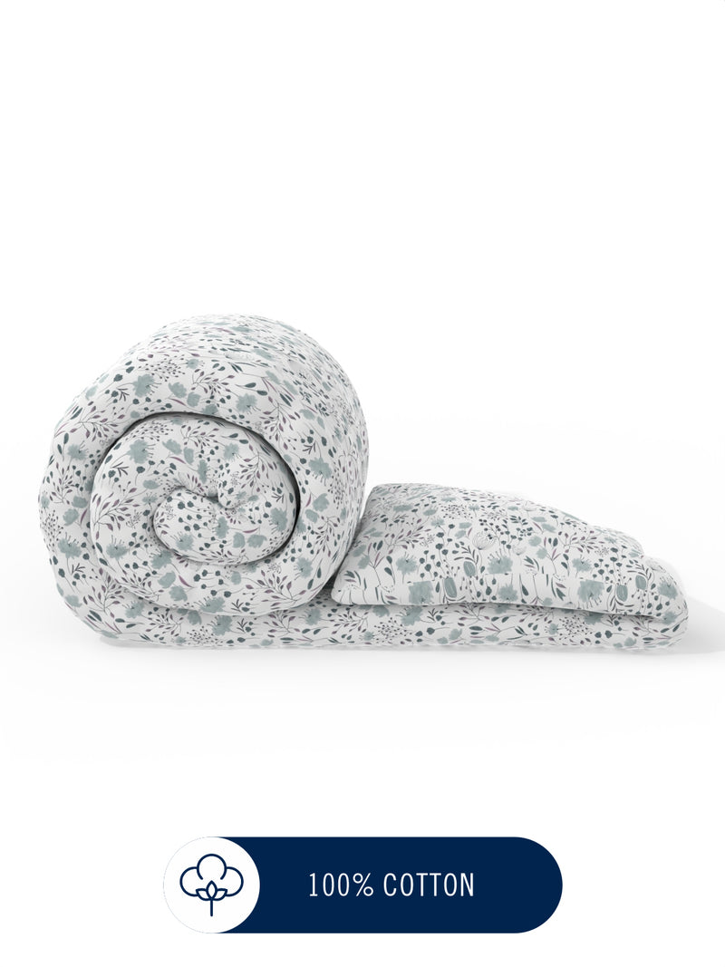 Super Fine 100% Egyptian Satin Cotton Comforter For All Weather <small> (floral-lavender)</small>