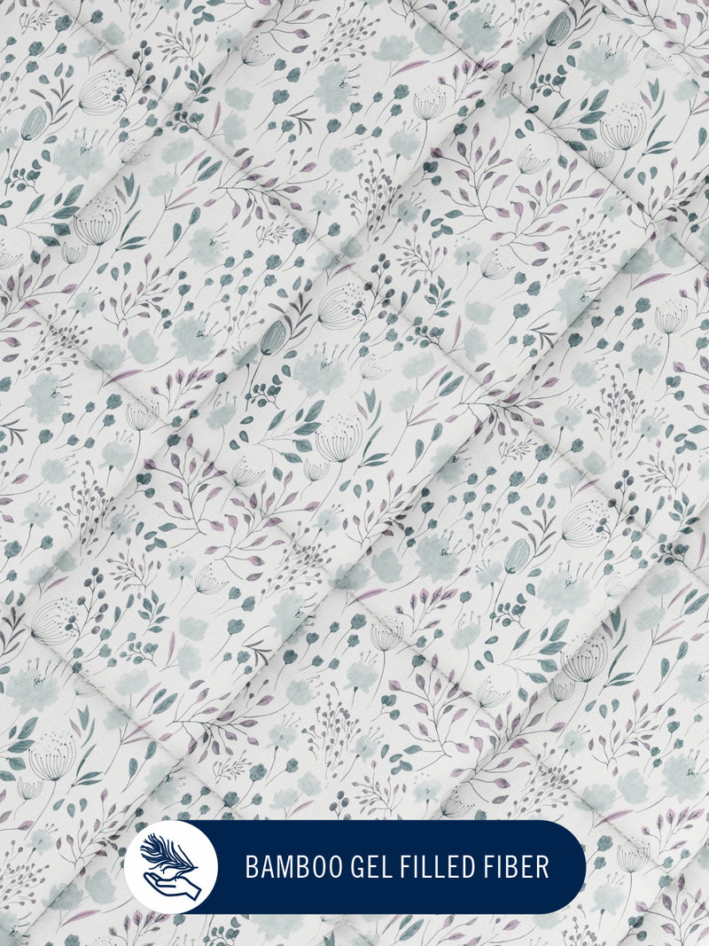 Super Fine 100% Egyptian Satin Cotton Comforter For All Weather <small> (floral-lavender)</small>