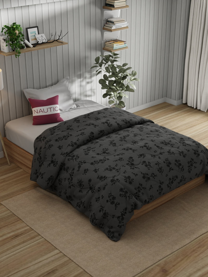 Super Fine 100% Egyptian Satin Cotton Comforter For All Weather <small> (floral-grey)</small>