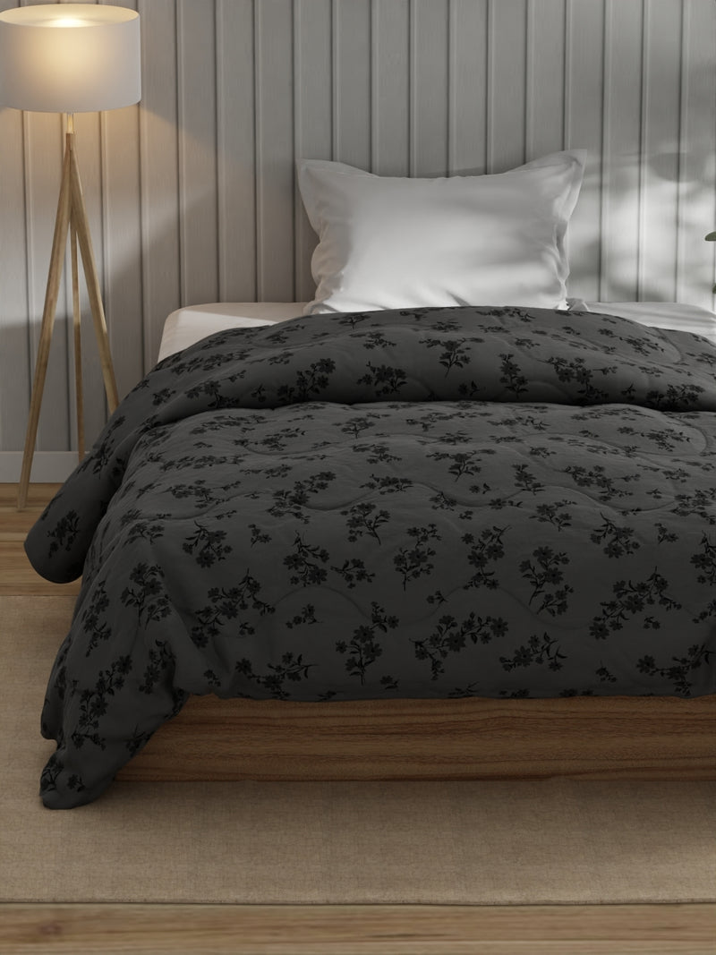 Super Fine 100% Egyptian Satin Cotton Comforter For All Weather <small> (floral-grey)</small>