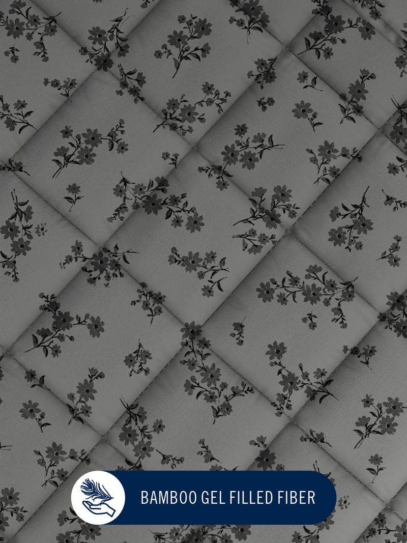 Super Fine 100% Egyptian Satin Cotton Comforter For All Weather <small> (floral-grey)</small>