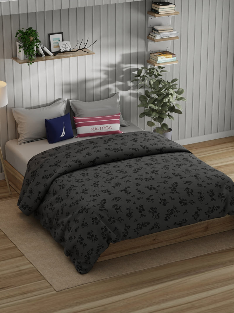 Super Fine 100% Egyptian Satin Cotton Comforter For All Weather <small> (floral-grey)</small>