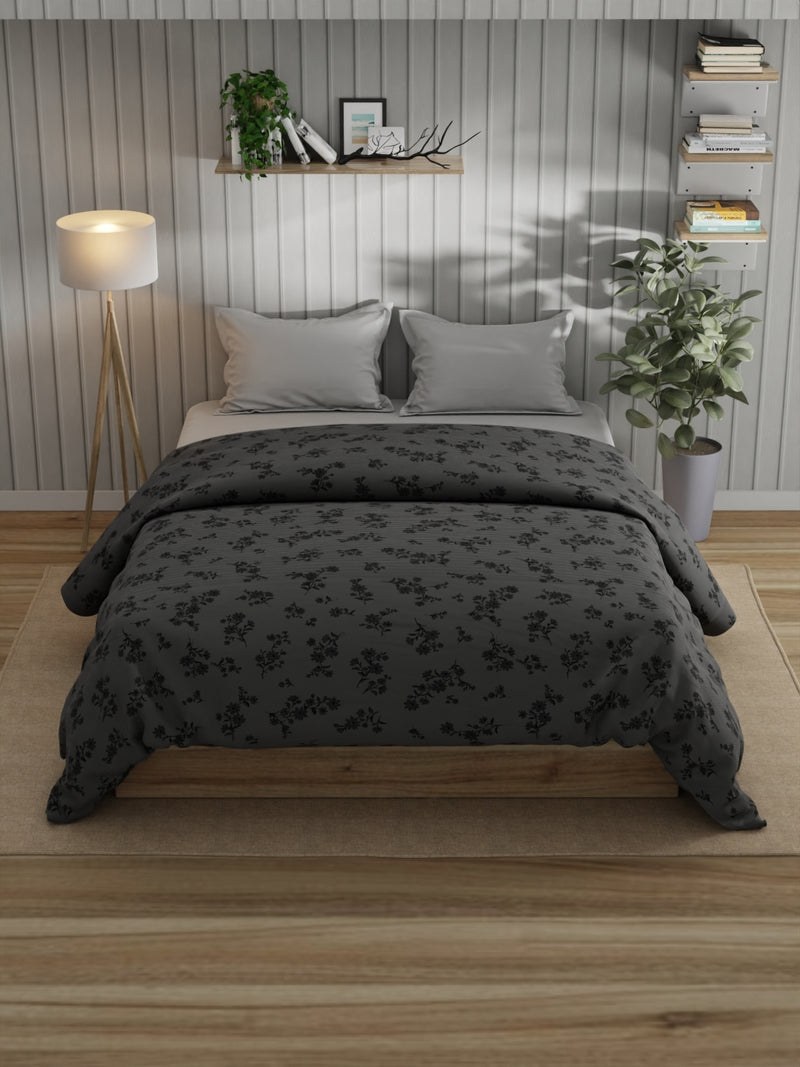 Super Fine 100% Egyptian Satin Cotton Comforter For All Weather <small> (floral-grey)</small>