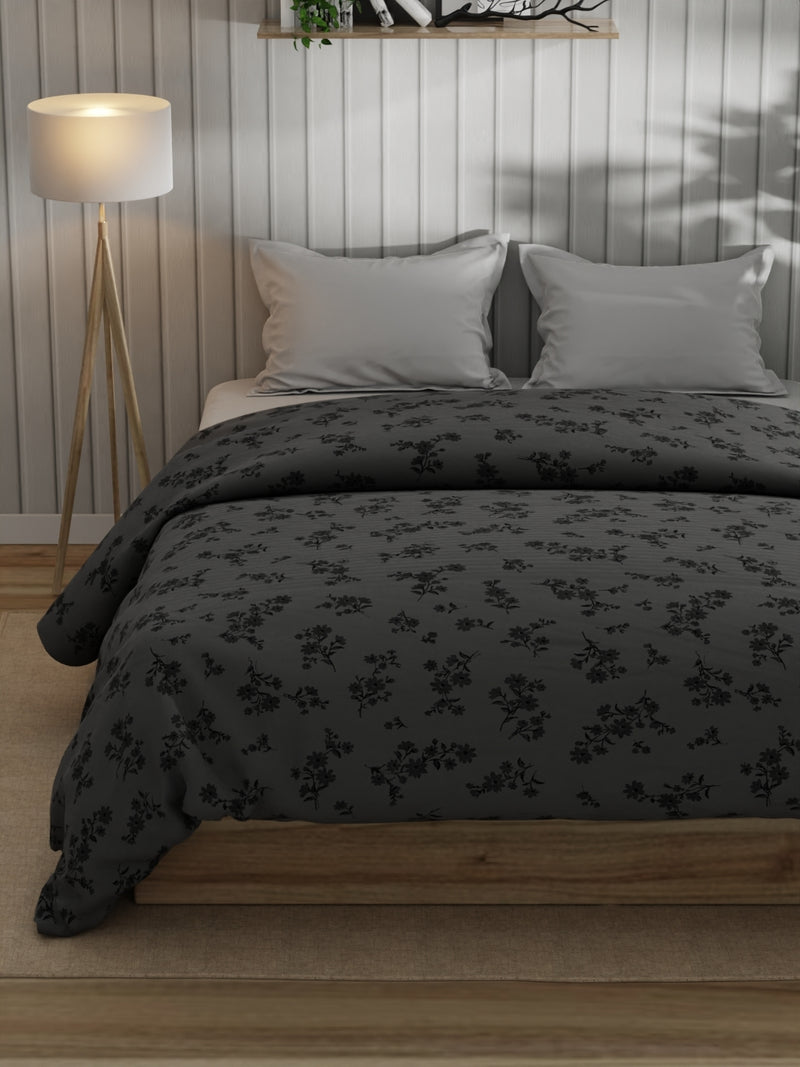 Super Fine 100% Egyptian Satin Cotton Comforter For All Weather <small> (floral-grey)</small>