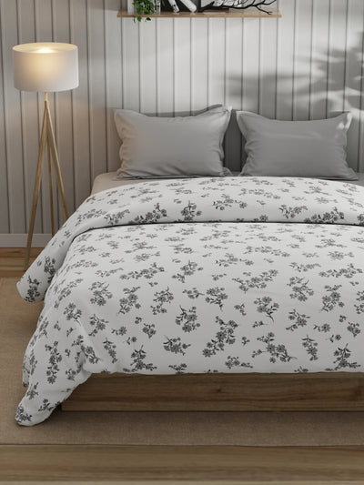 Super Fine 100% Egyptian Satin Cotton Comforter For All Weather <small> (floral-white)</small>