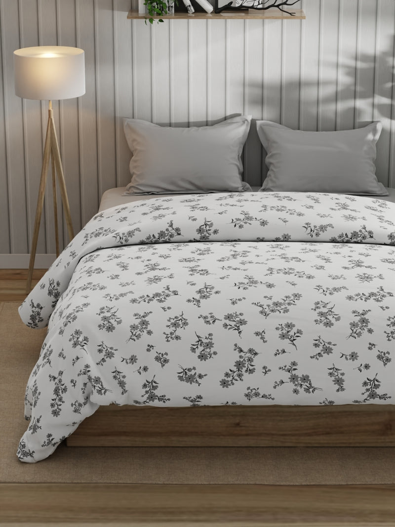 Super Fine 100% Egyptian Satin Cotton Comforter For All Weather <small> (floral-white)</small>
