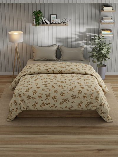 Super Fine 100% Egyptian Satin Cotton Comforter For All Weather <small> (floral-beige)</small>