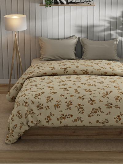 Super Fine 100% Egyptian Satin Cotton Comforter For All Weather <small> (floral-beige)</small>