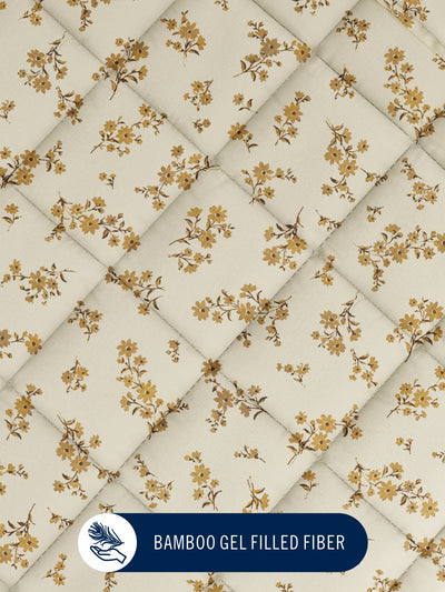 Super Fine 100% Egyptian Satin Cotton Comforter For All Weather <small> (floral-beige)</small>