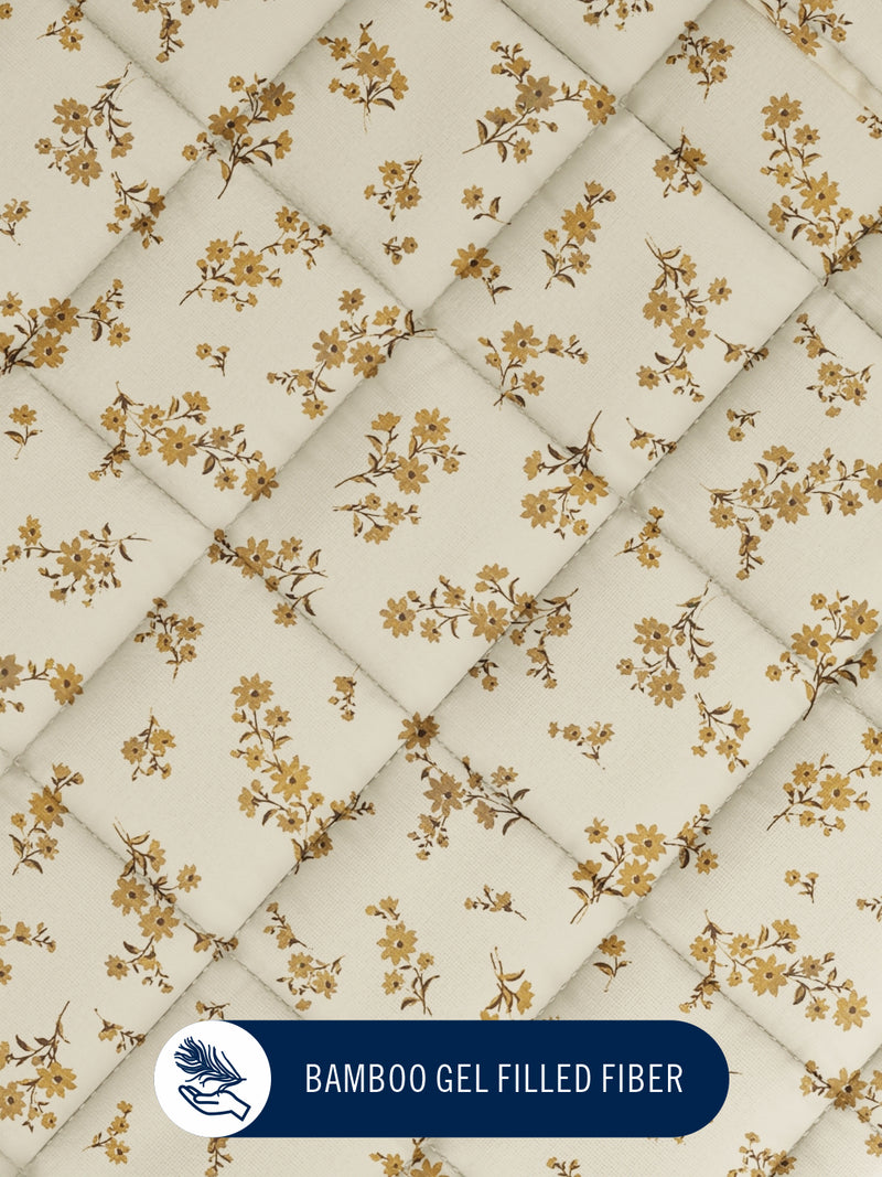 Super Fine 100% Egyptian Satin Cotton Comforter For All Weather <small> (floral-beige)</small>